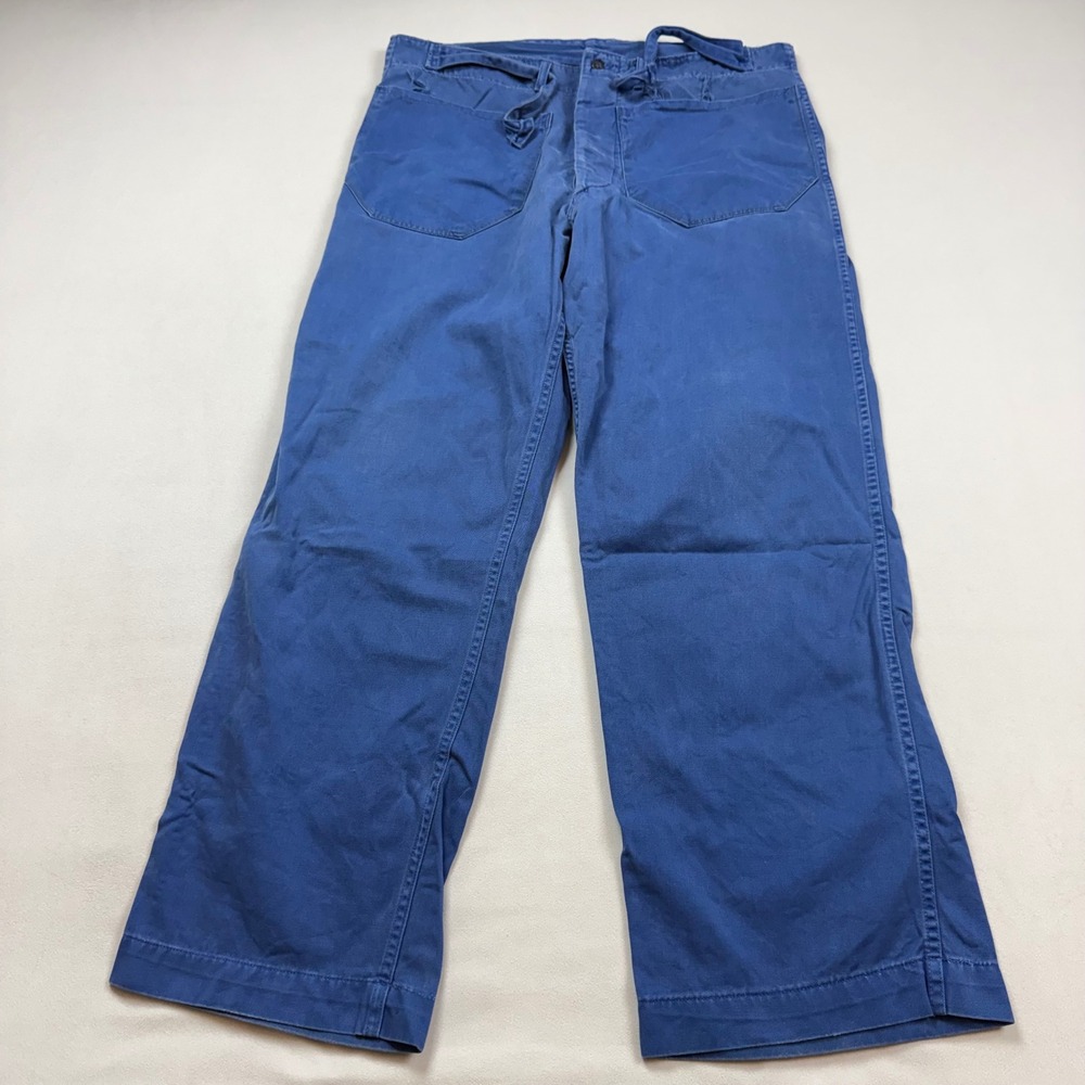 VTG 1951 US Military Convalescent Trousers Mens M Blue Twill Pants Patch Pocket
